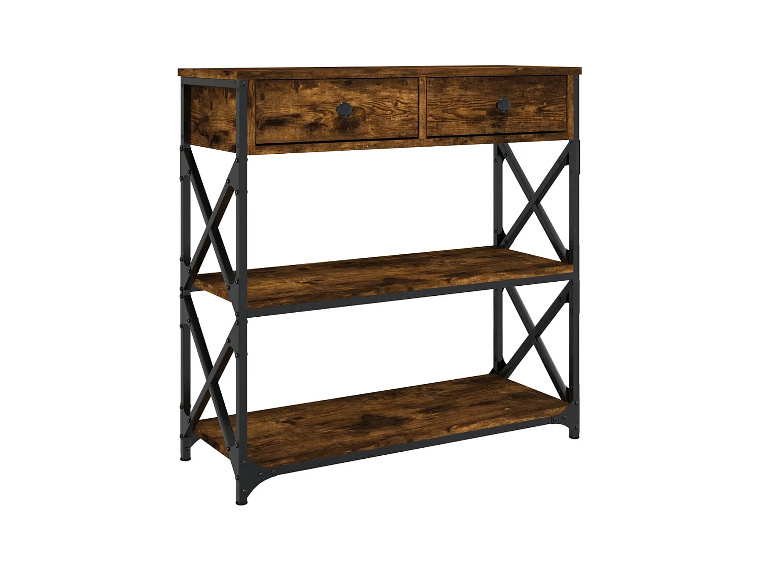 Consoletafel van gerookt eikenhout 75x28x75 cm, bewerkt hout