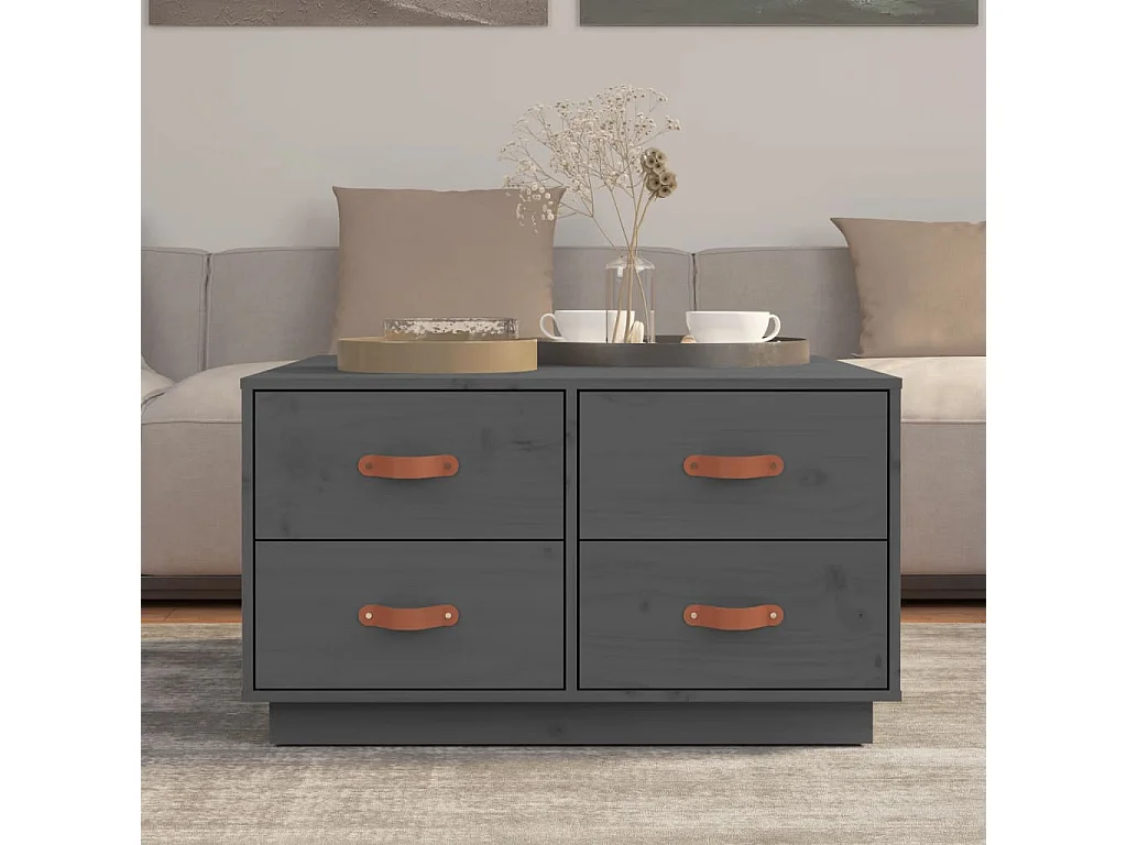 Table basse Gris 80x80x45 cm Bois massif de pin