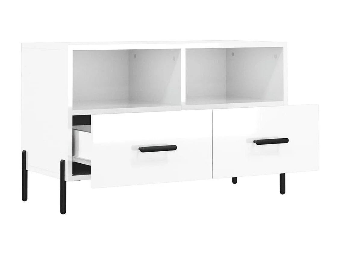 Mobile TV Bianco lucido 80x36x50 cm Legno composito
