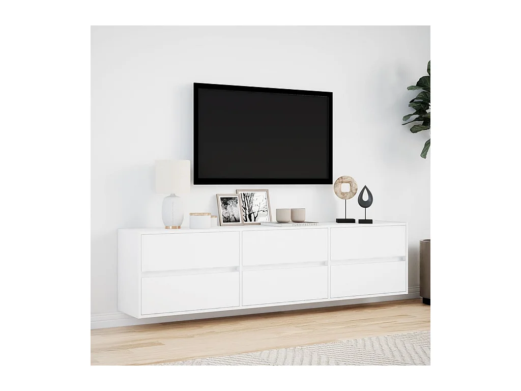 Wandmeubel met witte LED 180x31x45 cm