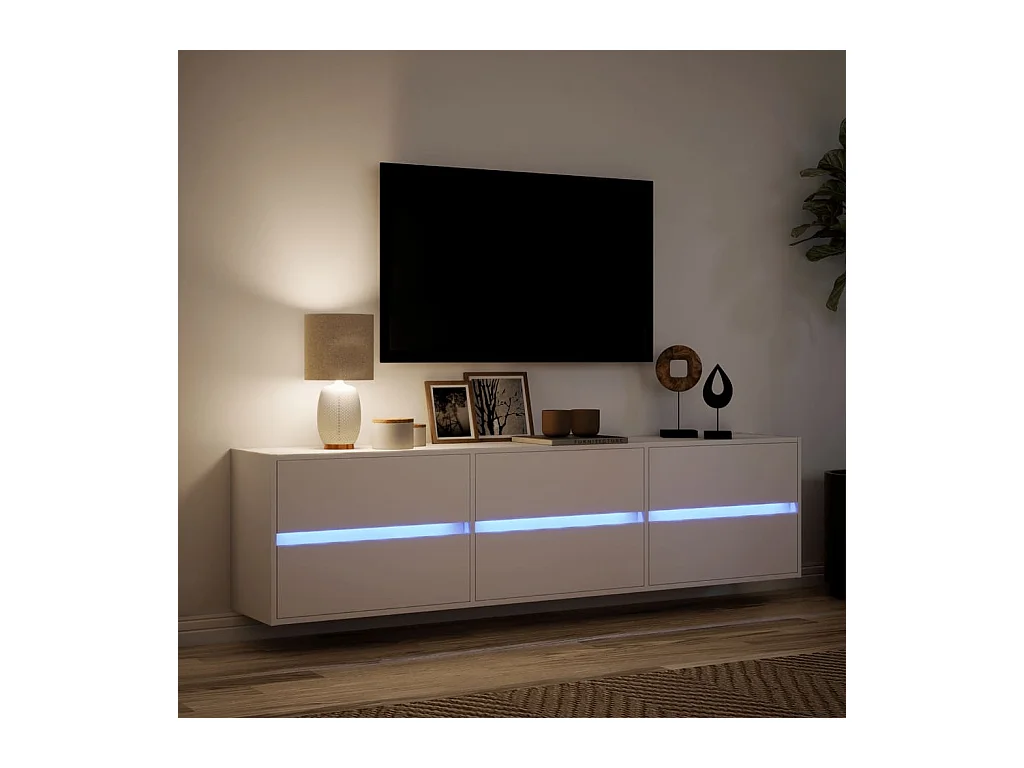 Wandmeubel met witte LED 180x31x45 cm