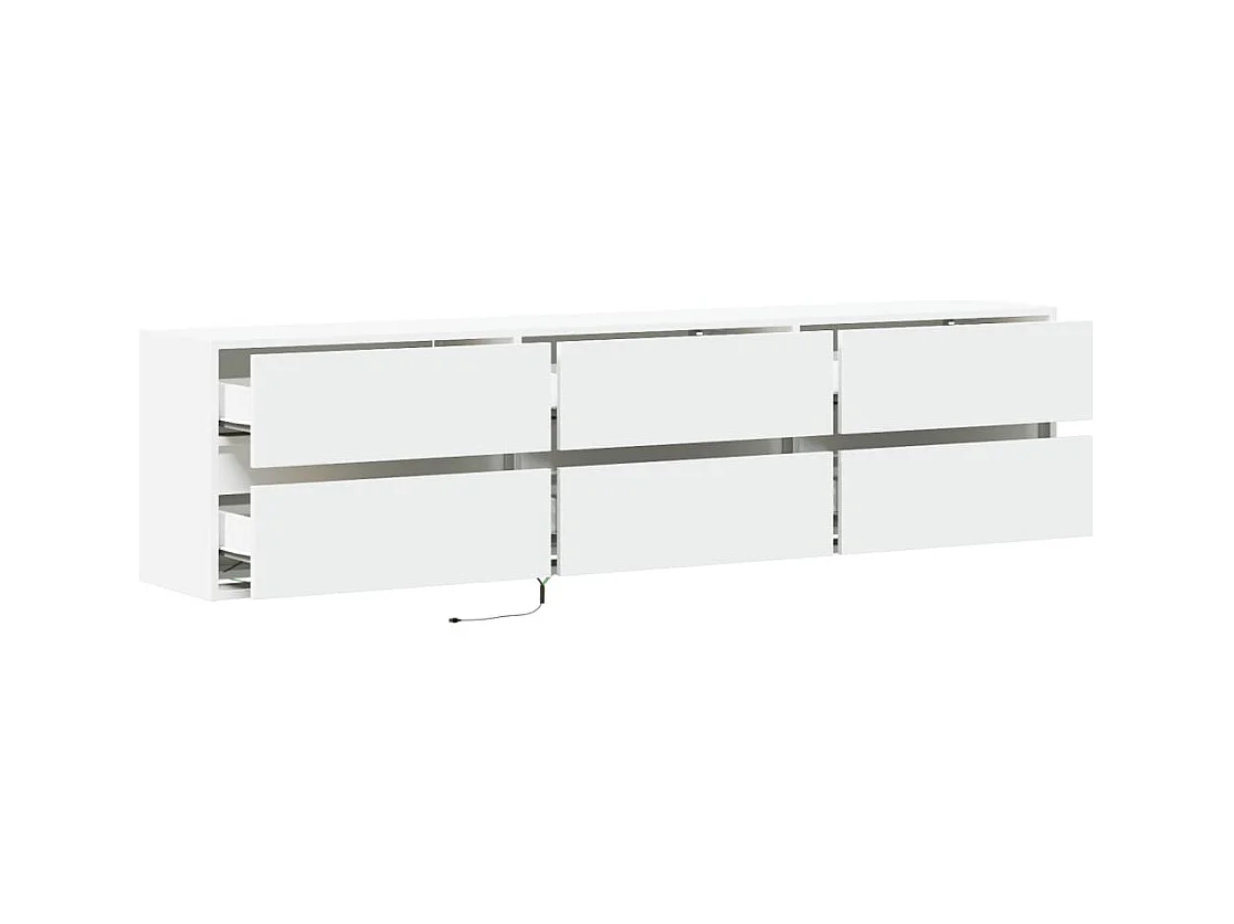 Wandmeubel met witte LED 180x31x45 cm