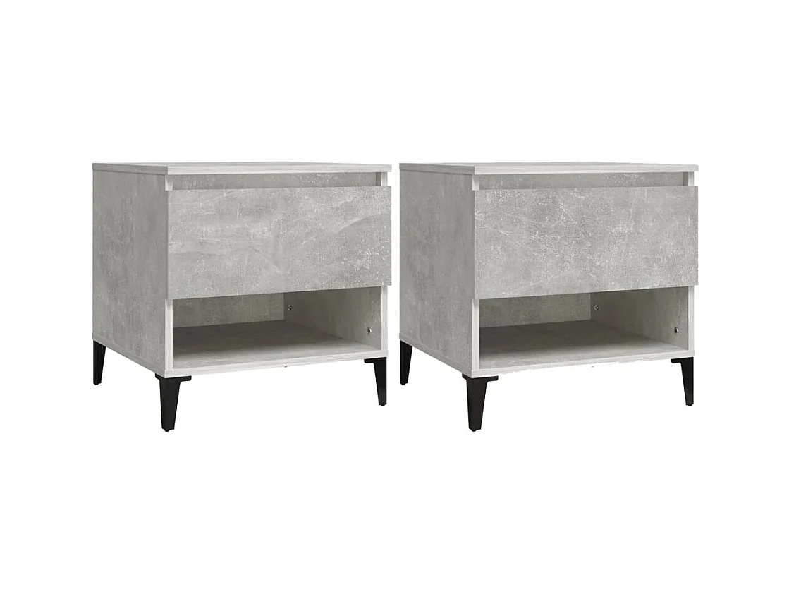 Tables d'appoint 2 pcs Gris béton 50x46x50 cm Bois d'ingénierie