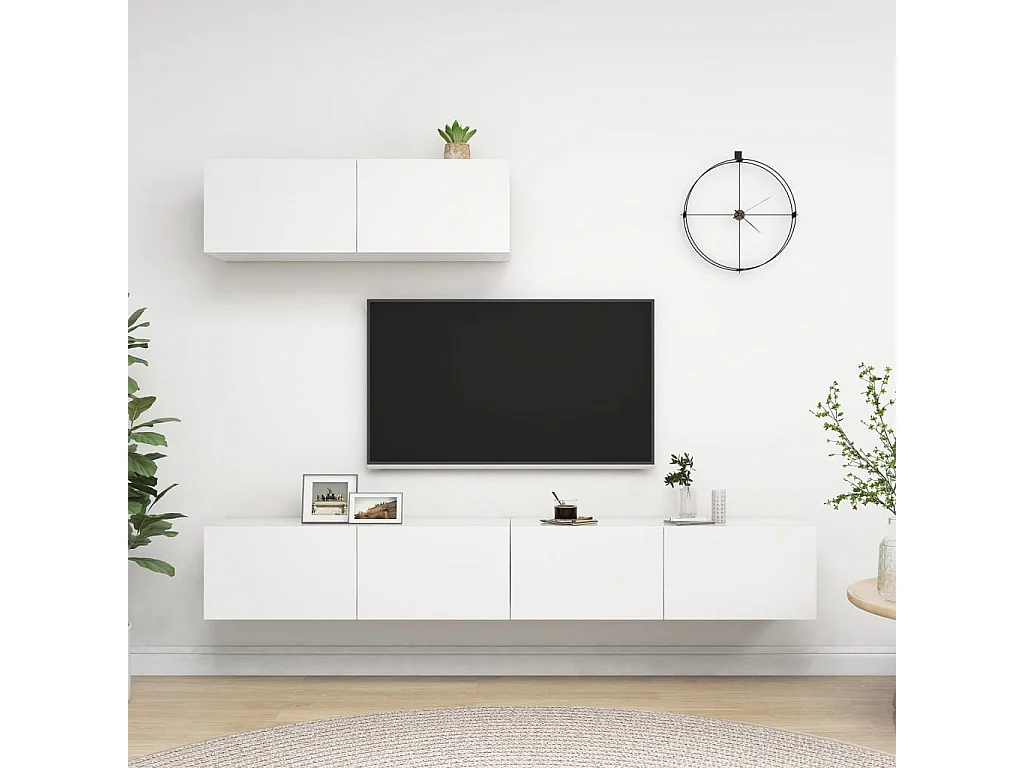 Meubles TV 3 pcs Blanc Bois d'ingénierie