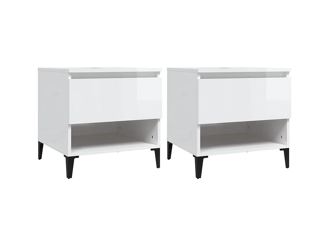 Tables d'appoint 2pcs Blanc brillant 50x46x50cm Bois ingénierie