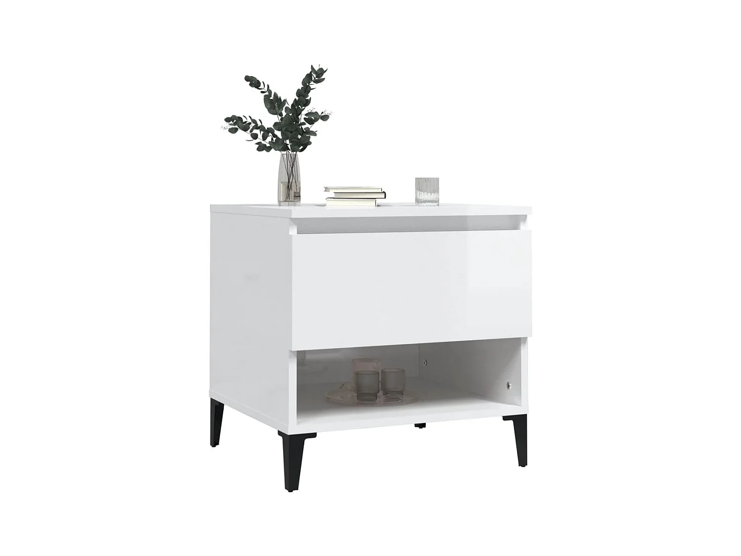 Tables d'appoint 2pcs Blanc brillant 50x46x50cm Bois ingénierie