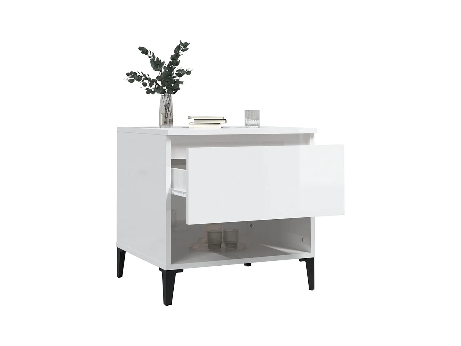 Tables d'appoint 2pcs Blanc brillant 50x46x50cm Bois ingénierie