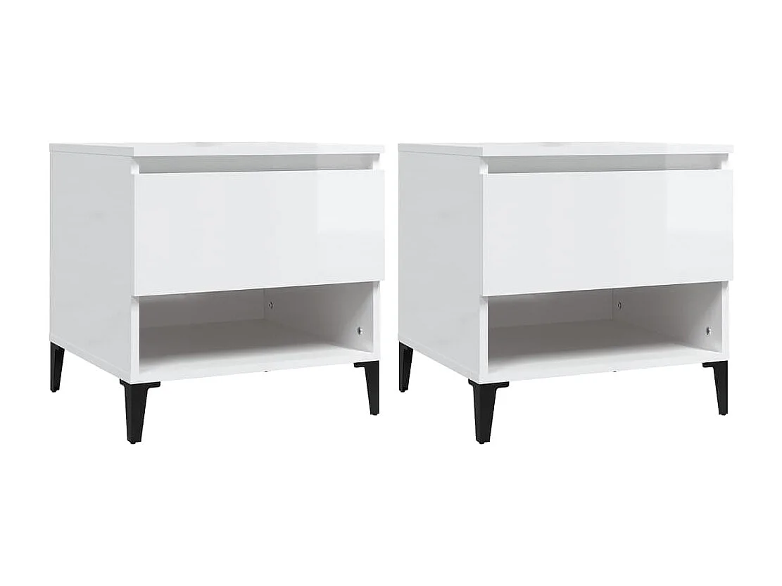 Tables d'appoint 2pcs Blanc brillant 50x46x50cm Bois ingénierie