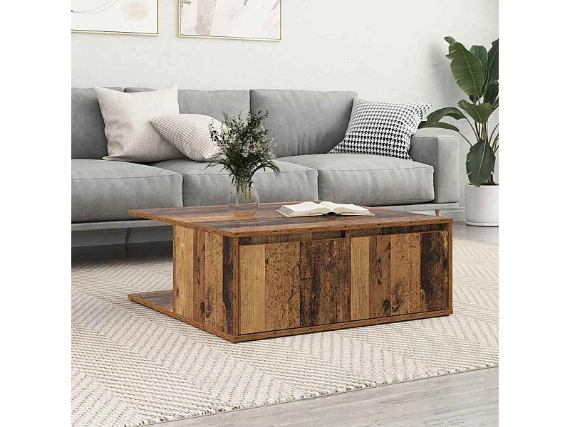 Salontafel Oud hout 80 x 80 x 31 cm Bewerkt hout