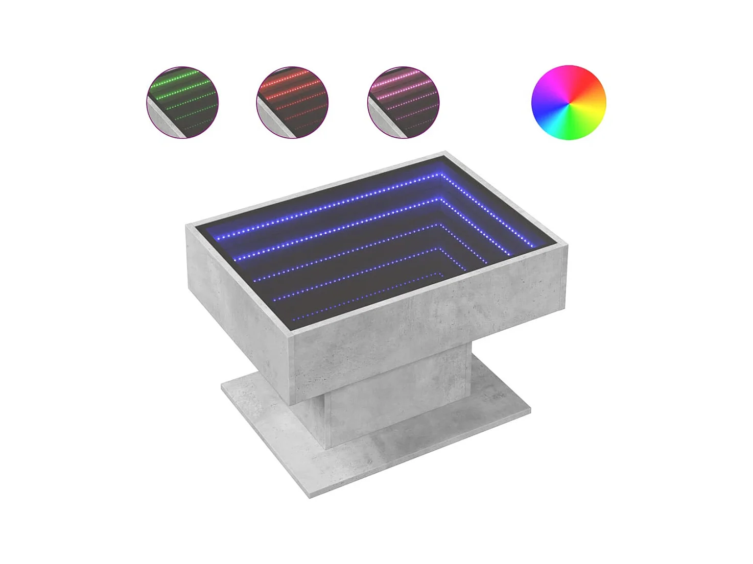 Betongrauer Couchtisch mit LED 70x50x45 cm Holzwerkstoff