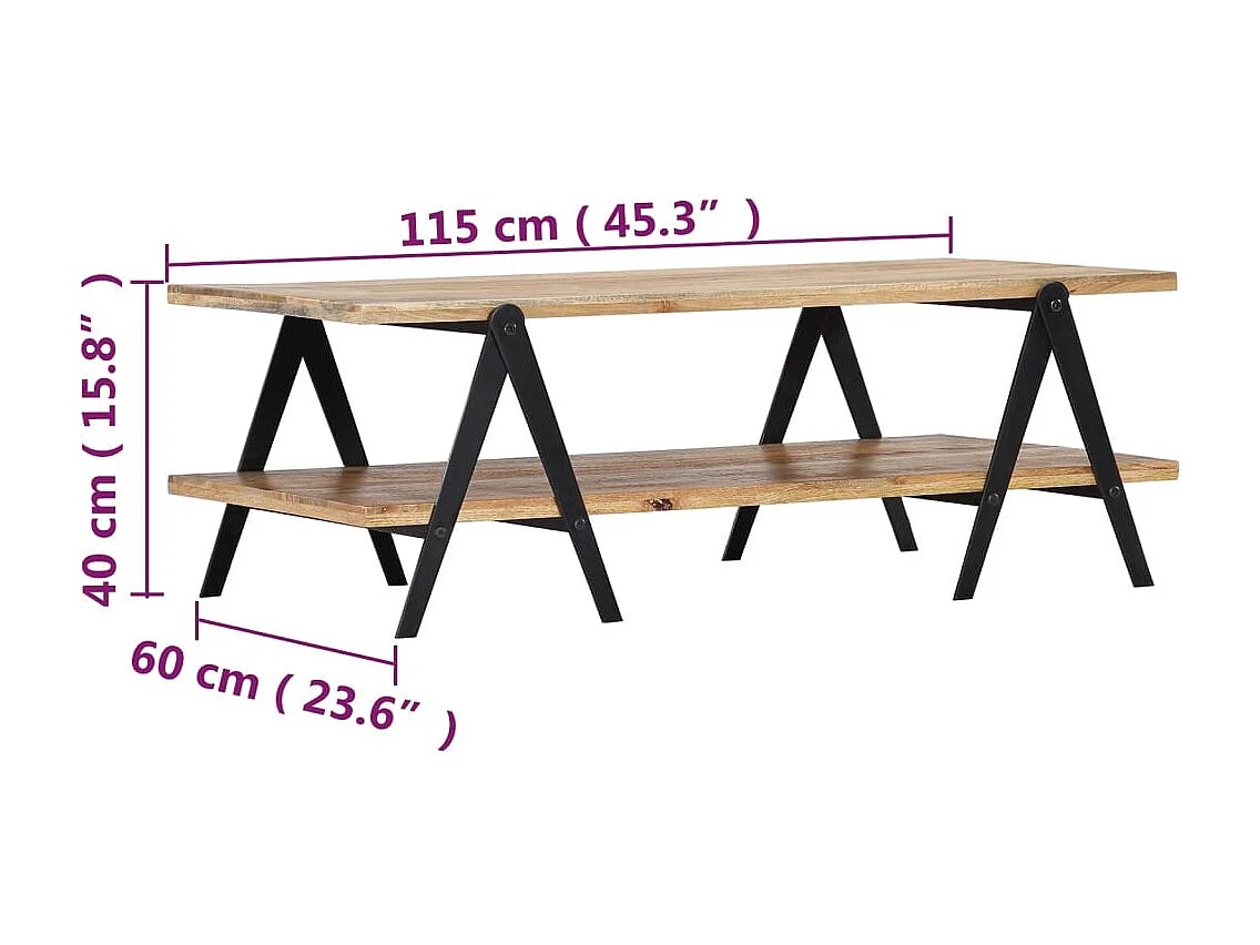 Table basse 115x60x40 cm Bois de manguier massif