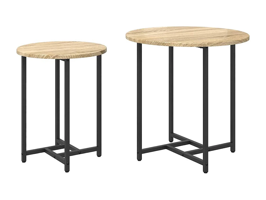 Ensemble de tables d'appoint 2 pcs Chêne Sonoma et noir
