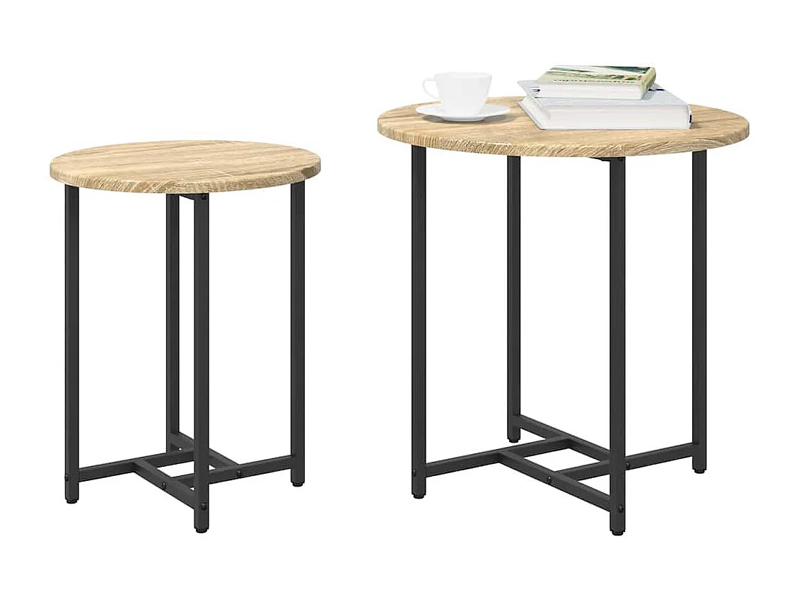 Ensemble de tables d'appoint 2 pcs Chêne Sonoma et noir