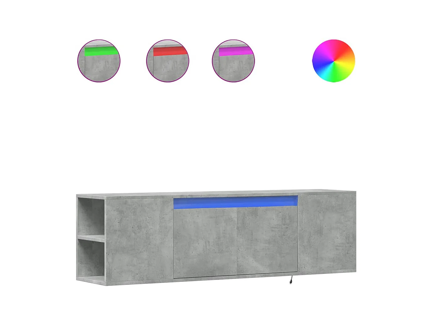 Wandmeubel met ledverlichting, betongrijs, 135x31x39,5 cm