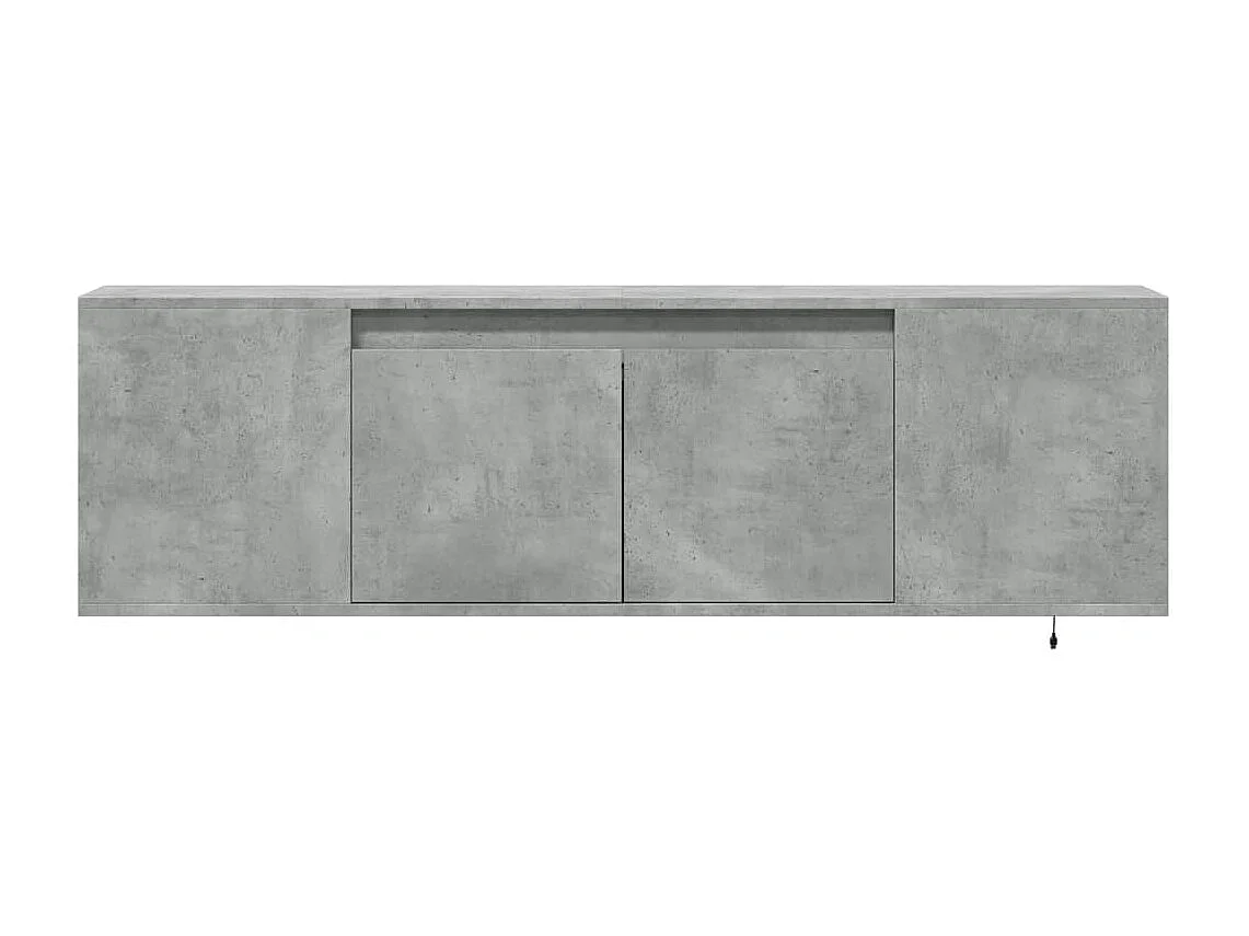 Mobile porta TV a parete con luci LED, grigio cemento, 135x31x39,5 cm