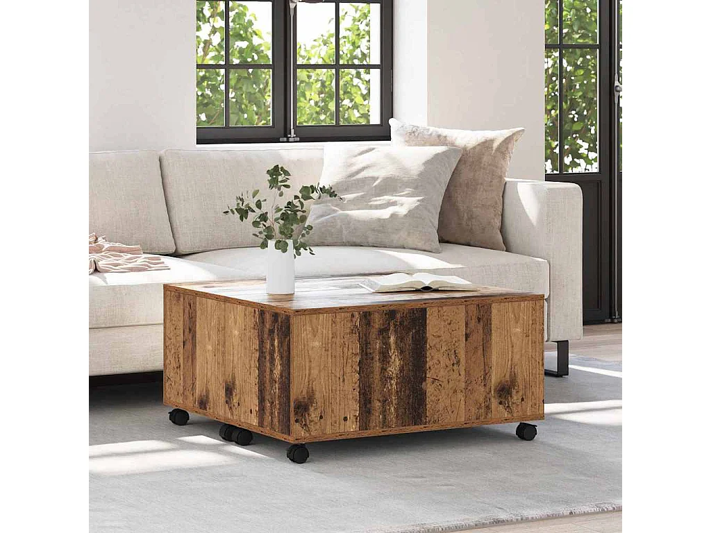 Tavolino da caffè in legno antico 75 x 75 x 38 cm Legno ingegnerizzato