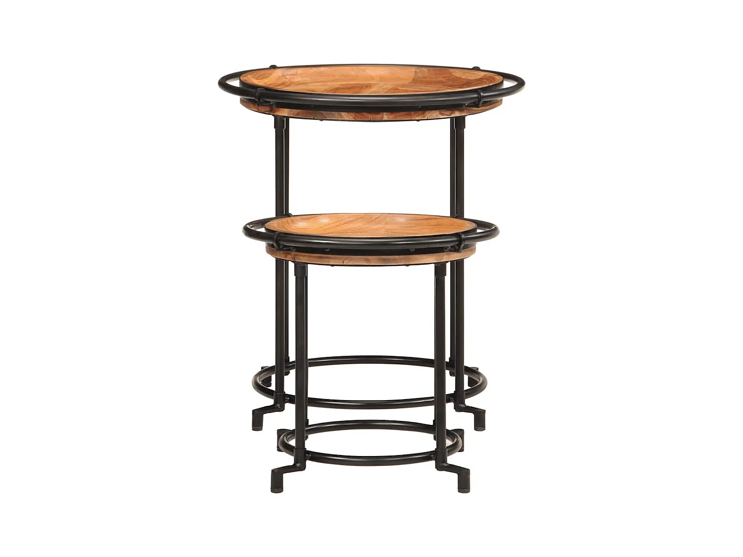 Set di tavolini laterali in legno massello di acacia, 2 pezzi