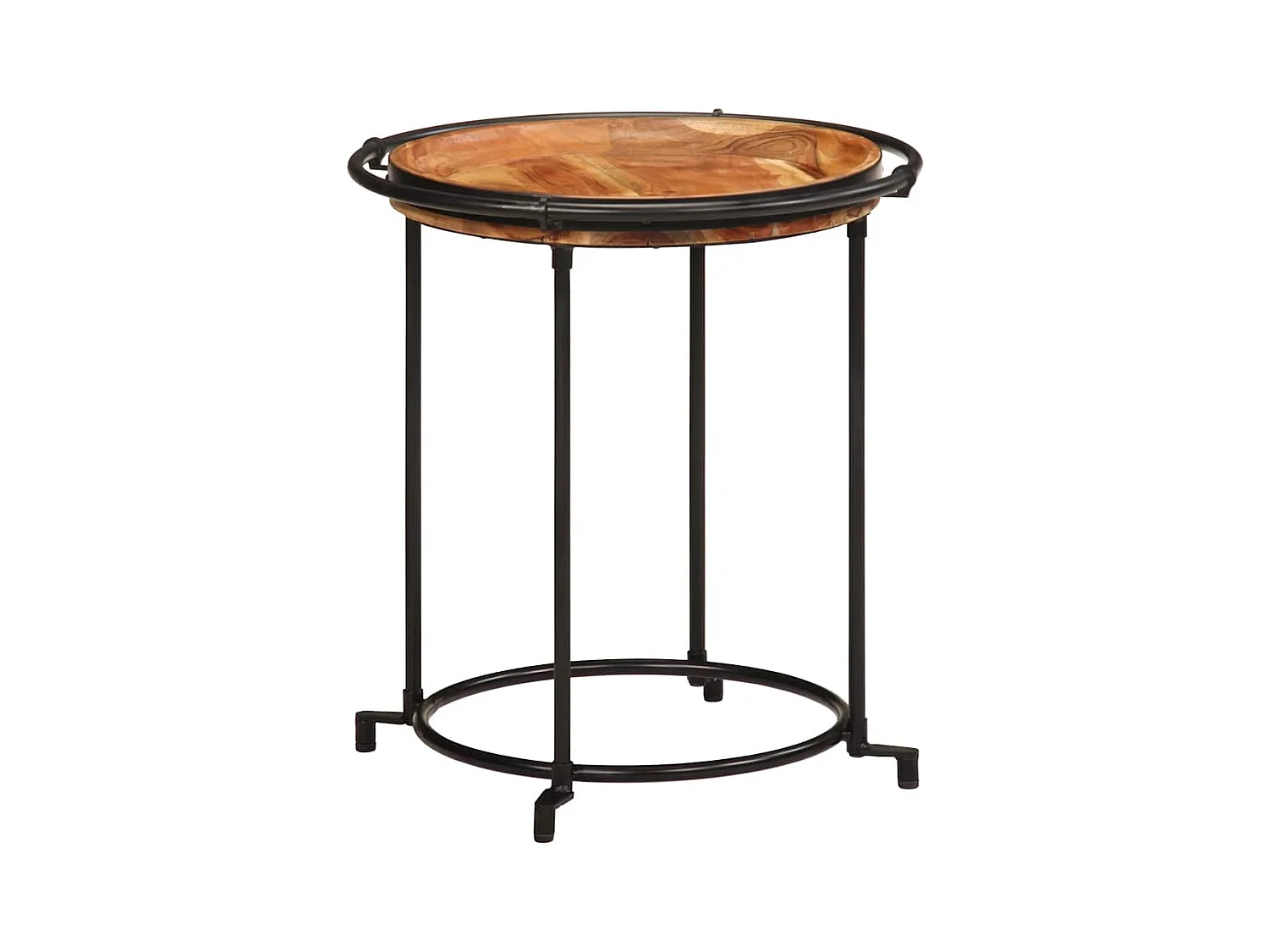 Set di tavolini laterali in legno massello di acacia, 2 pezzi