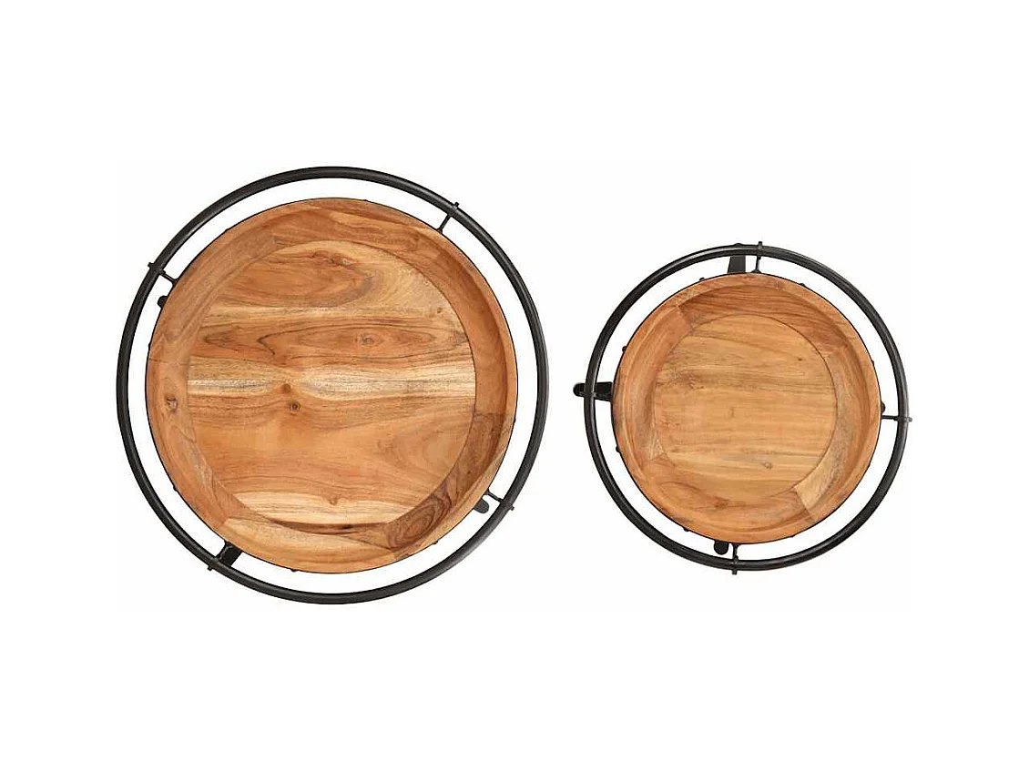 Set di tavolini laterali in legno massello di acacia, 2 pezzi