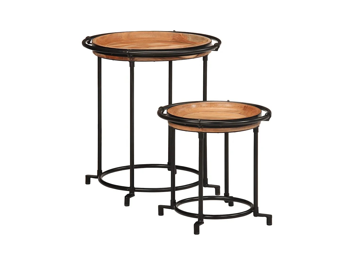 Ensemble de table d'appoint 2 pcs bois massif d'acacia