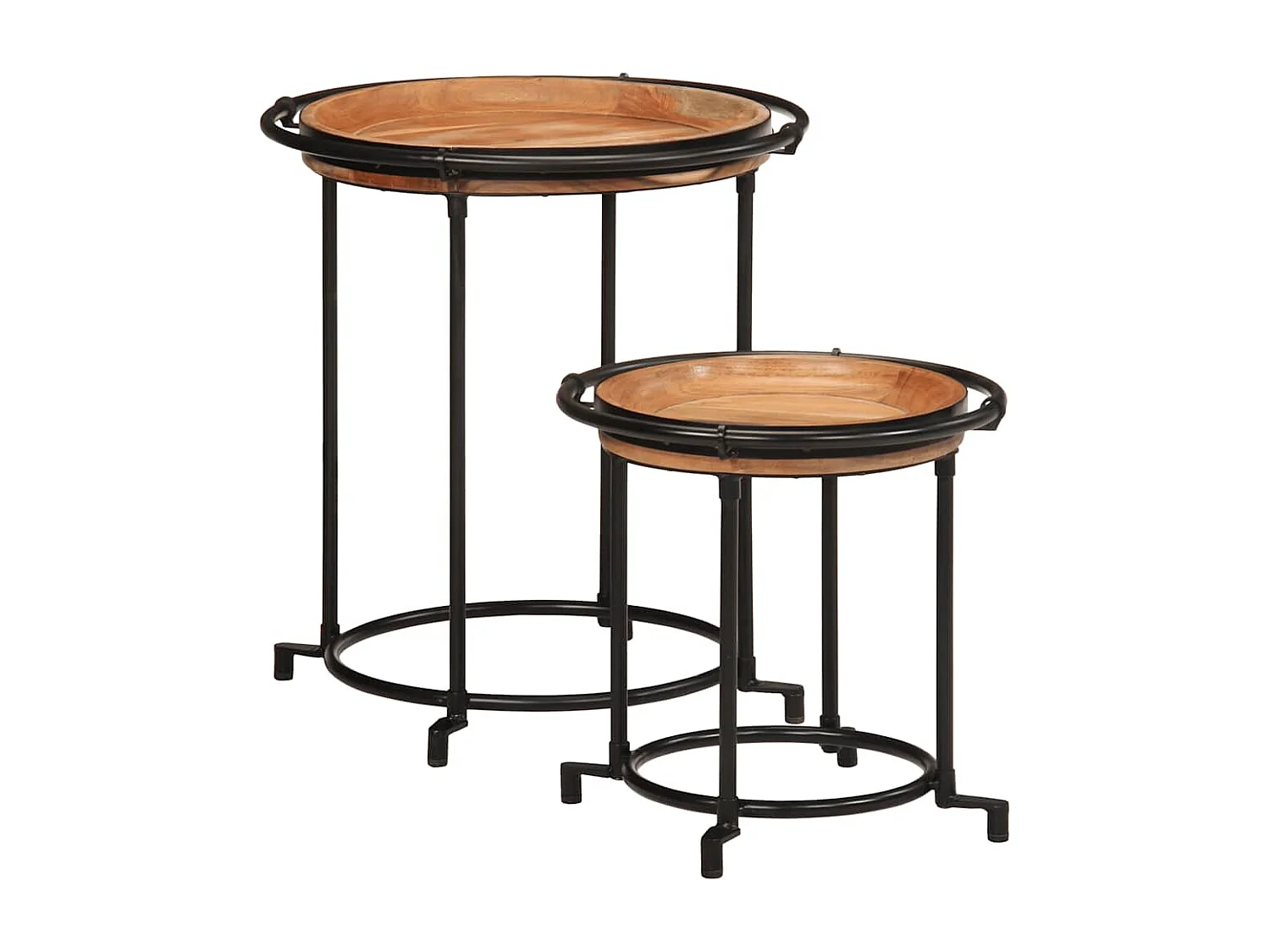 Ensemble de table d'appoint 2 pcs bois massif d'acacia
