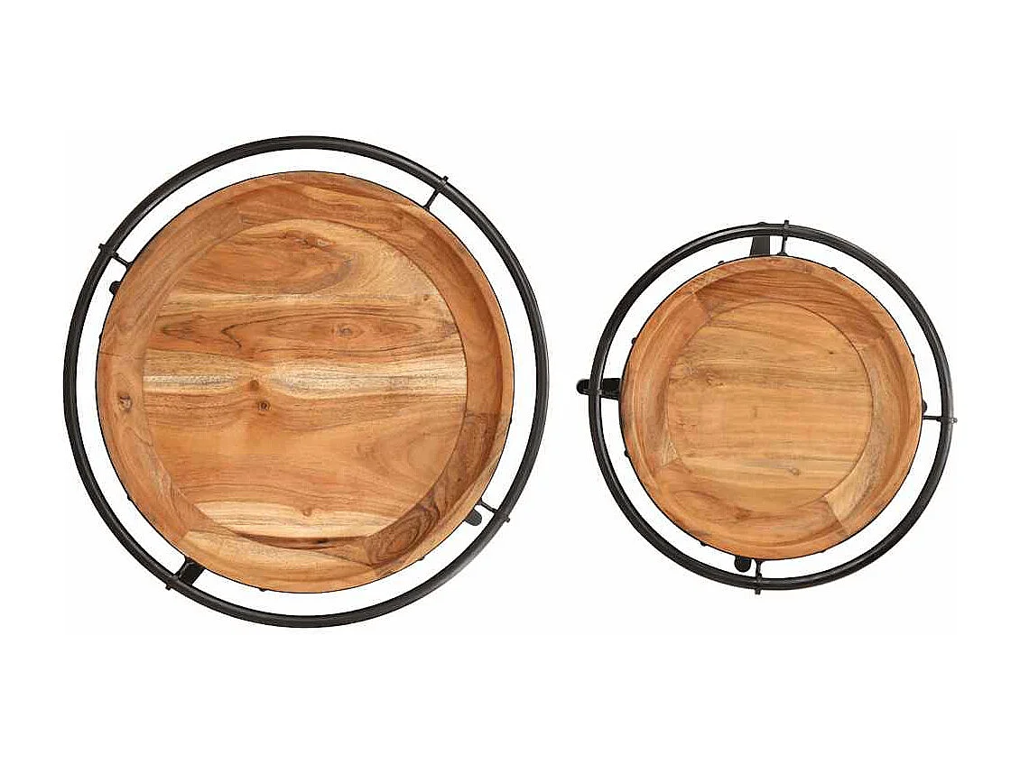 Ensemble de table d'appoint 2 pcs bois massif d'acacia