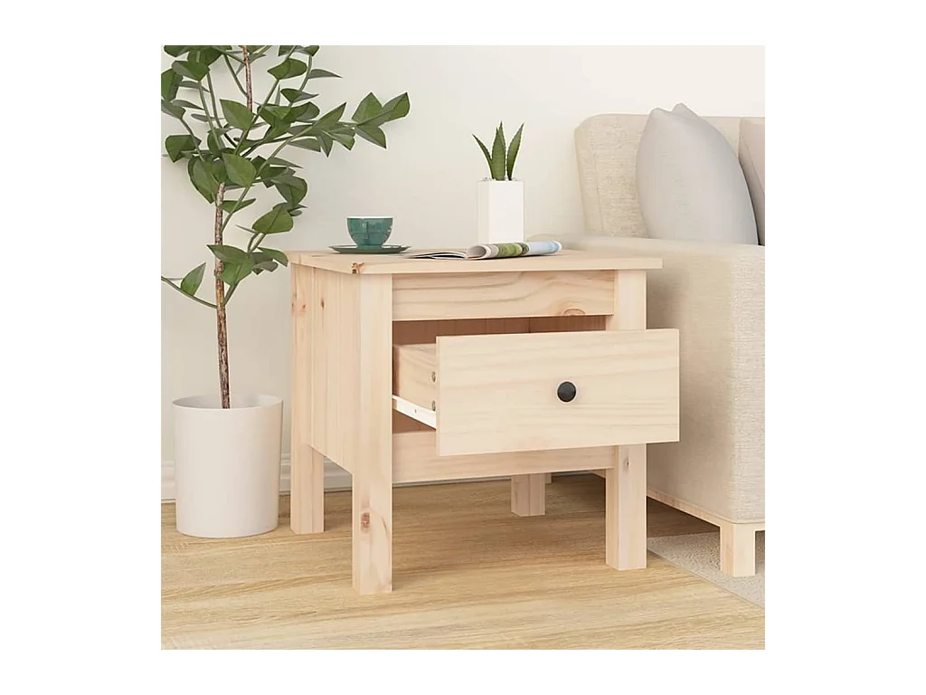 Tables d'appoint 2 pcs 40x40x39 cm Bois massif de pin