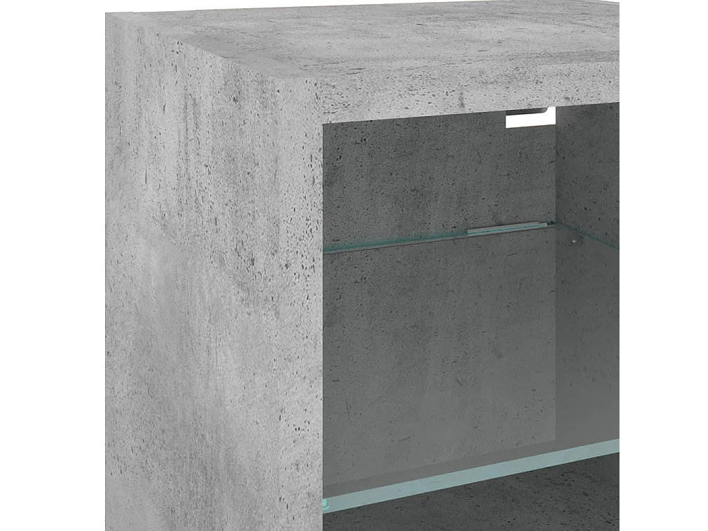 Unités murales TV avec LED 7 pcs gris béton bois d'ingénierie