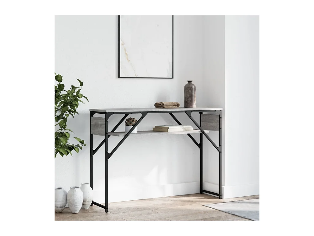 Tavolo consolle con ripiano Sonoma grigio 105x30x75 cm
