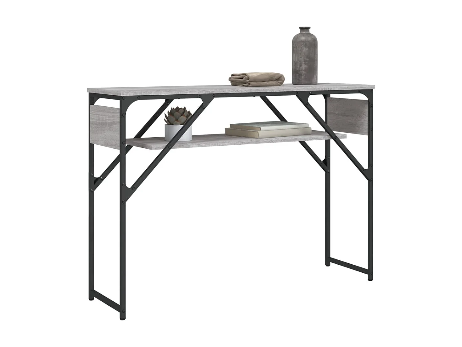 Tavolo consolle con ripiano Sonoma grigio 105x30x75 cm