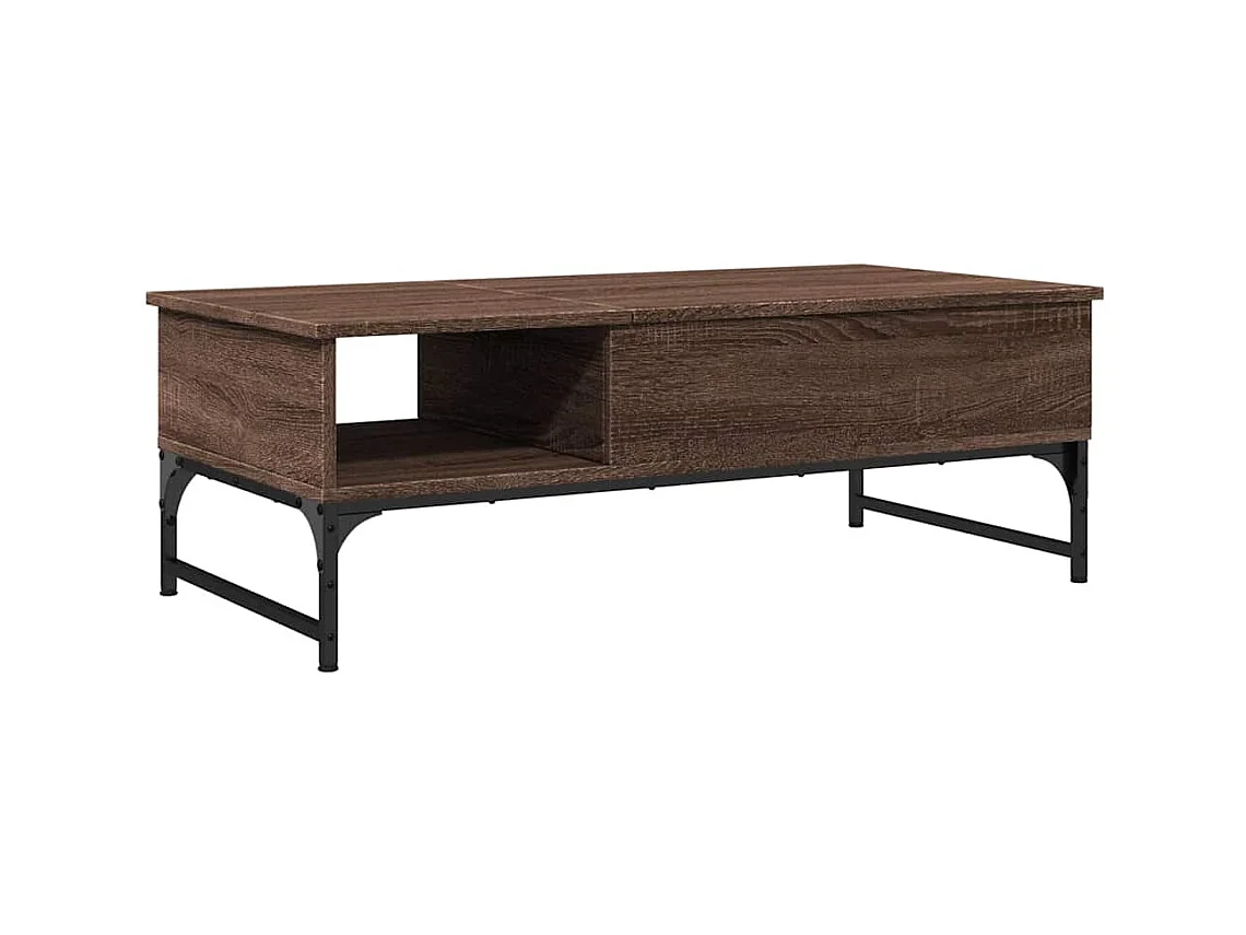 Salontafel bruin eiken 100x50x35cm bewerkt hout en metaal