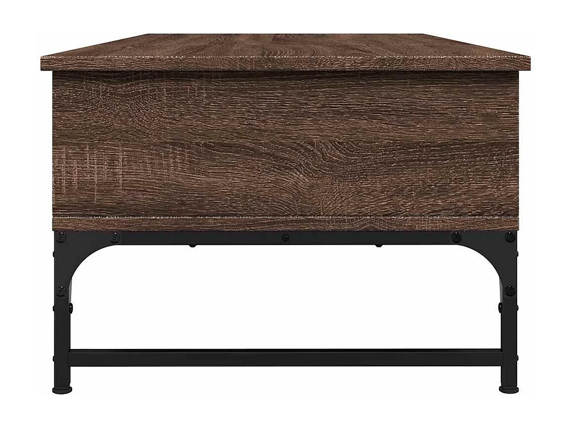 Salontafel bruin eiken 100x50x35cm bewerkt hout en metaal