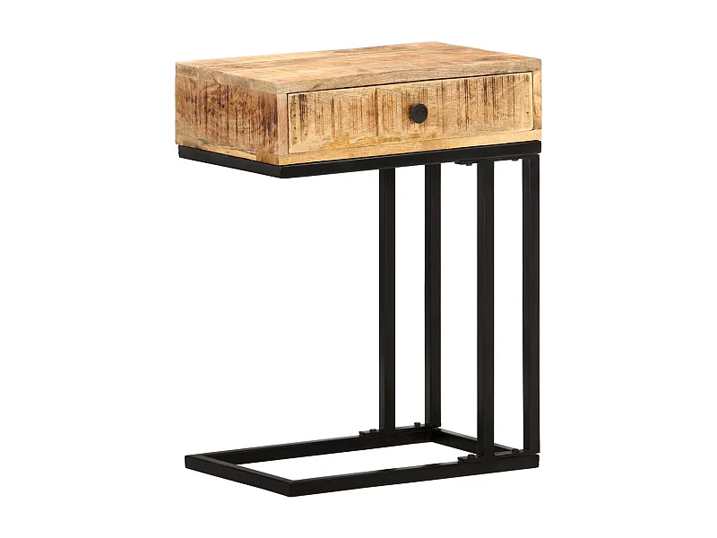 Tavolino laterale a forma di U 45x30x61cm Legno massello di mango