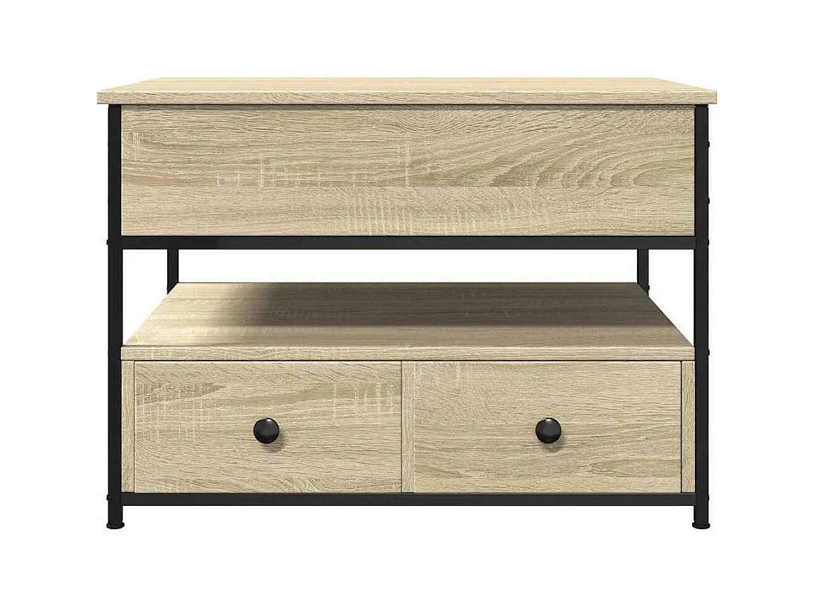 Table basse chêne sonoma 70x50x50 cm bois d'ingénierie et métal