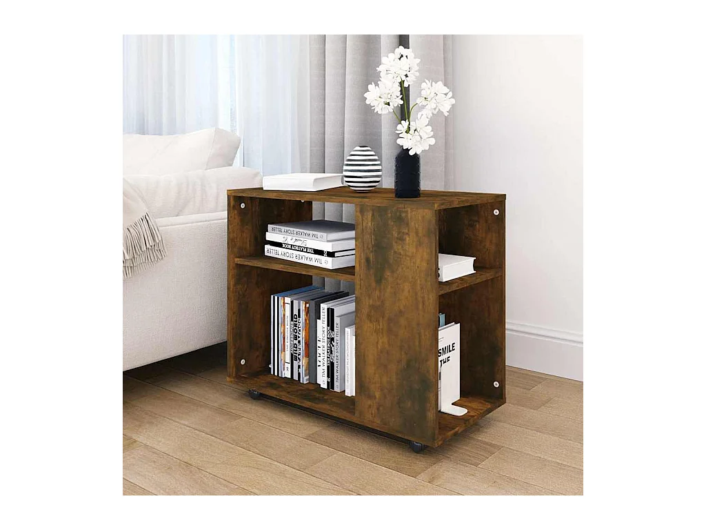 Table d'appoint Chêne fumé 70x35x55 cm Bois d'ingénierie