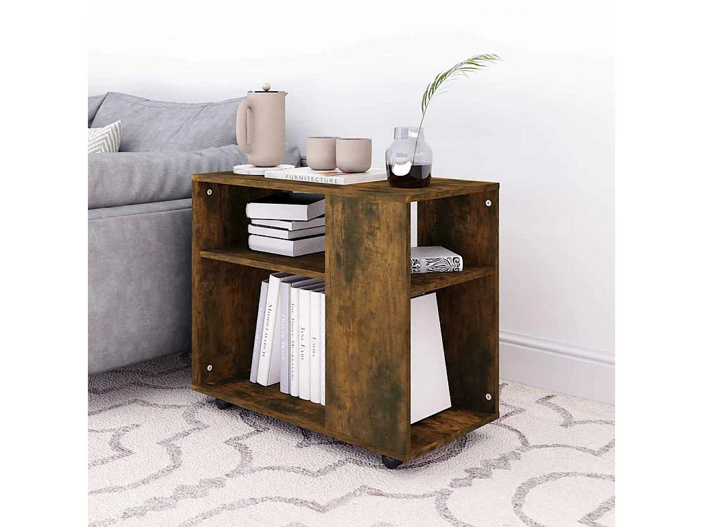 Table d'appoint Chêne fumé 70x35x55 cm Bois d'ingénierie