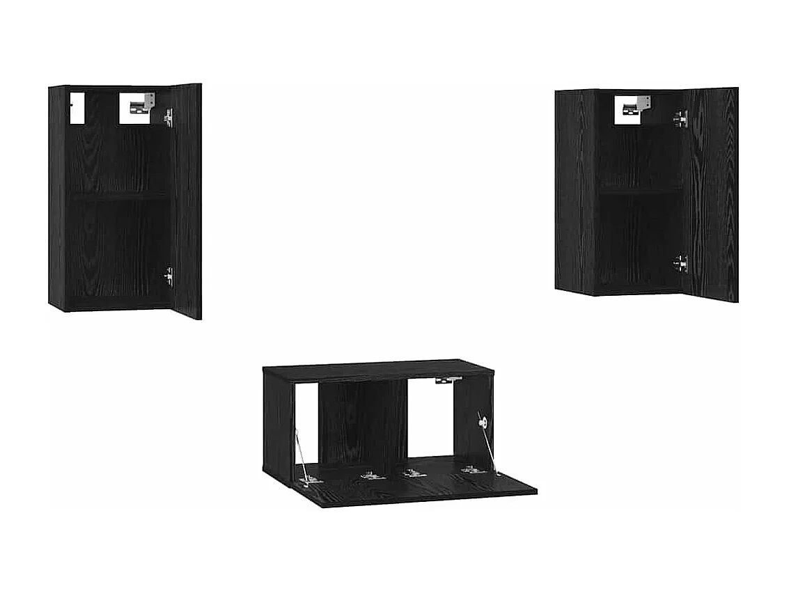 3-delige tv-meubelset Zwart eiken 60 x 30 x 30 cm