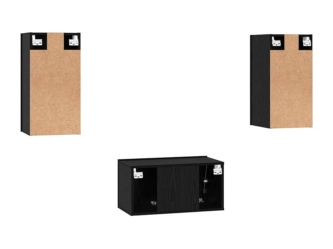 3-delige tv-meubelset Zwart eiken 60 x 30 x 30 cm