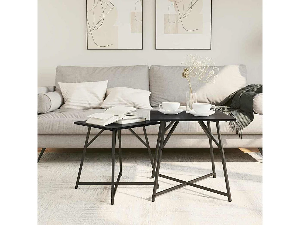 Ensemble de tables d'appoint 2 pcs Chêne noir 50 x 50 x 50 cm