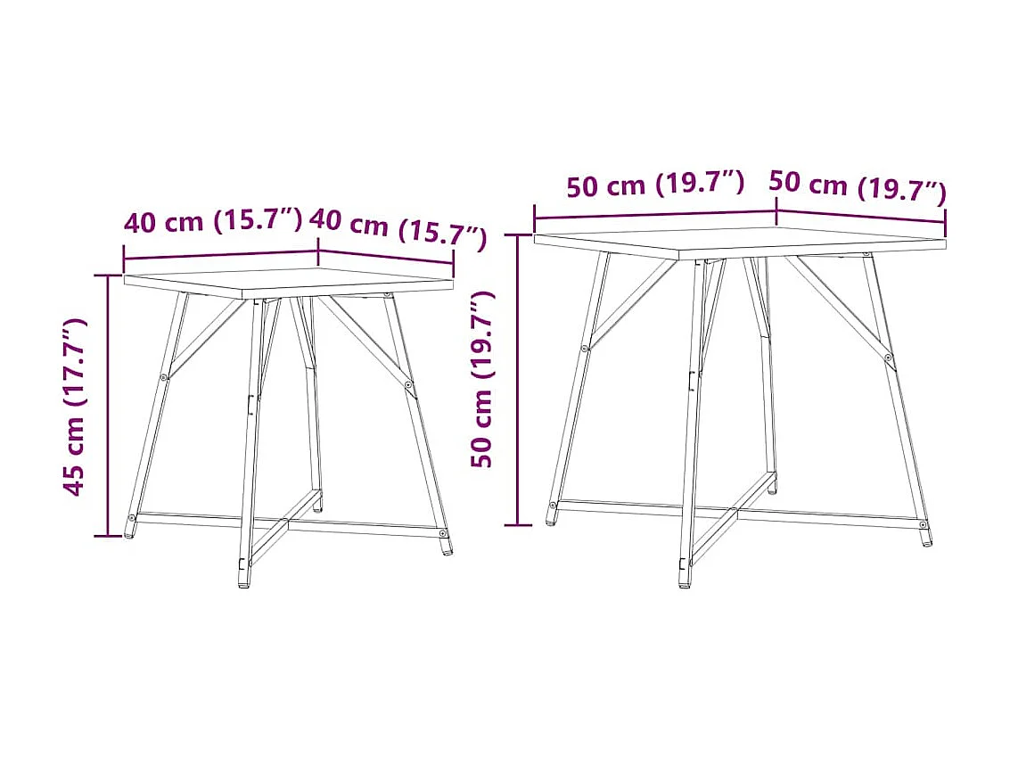 Ensemble de tables d'appoint 2 pcs Chêne noir 50 x 50 x 50 cm