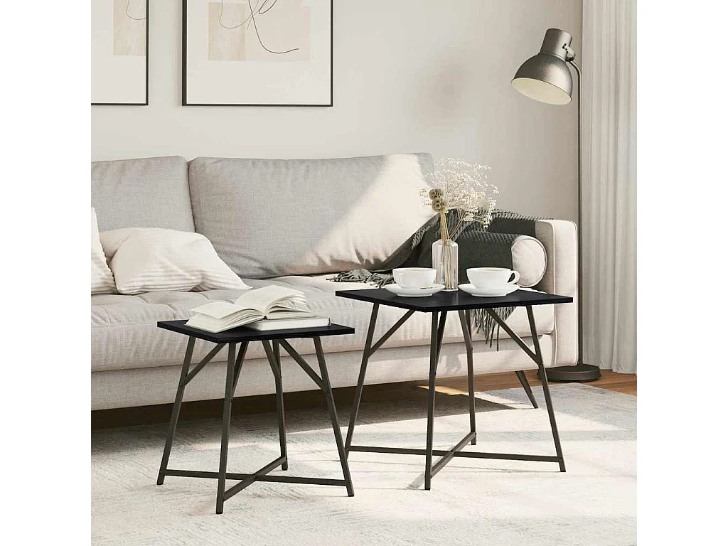 Ensemble de tables d'appoint 2 pcs Chêne noir 50 x 50 x 50 cm