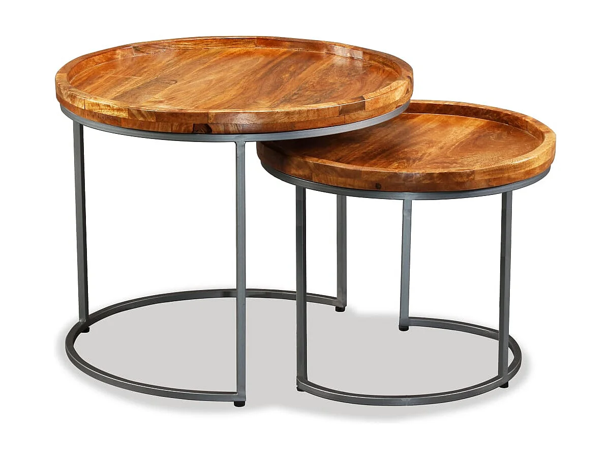 Ensemble de tables d'appoint 2 pcs Bois de manguier massif