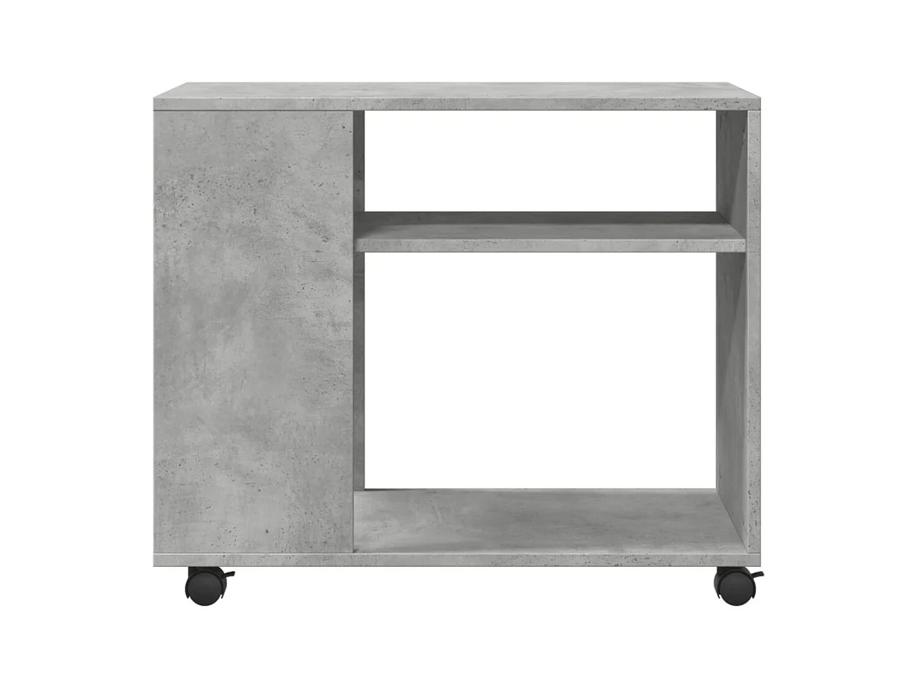 Betongrauer Beistelltisch aus Holzwerkstoff mit Rädern