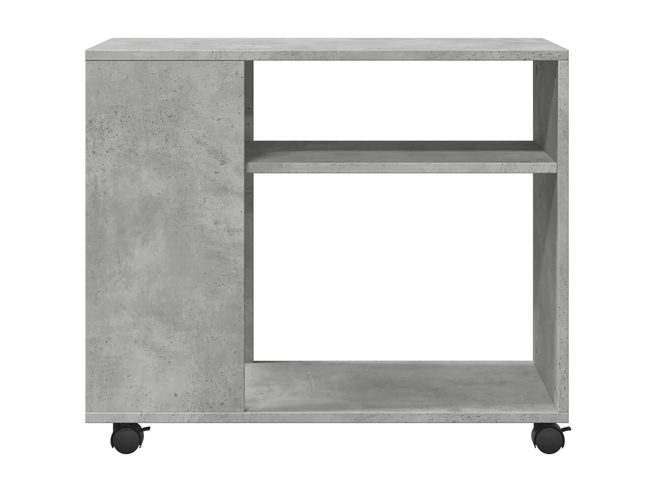 Tavolino laterale in legno ingegnerizzato grigio cemento con ruote