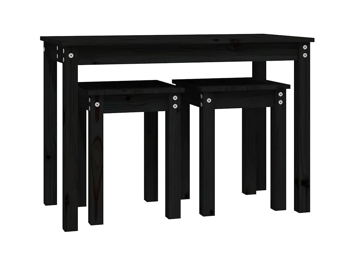 Bijzettafels 3 stuks zwart massief grenenhout