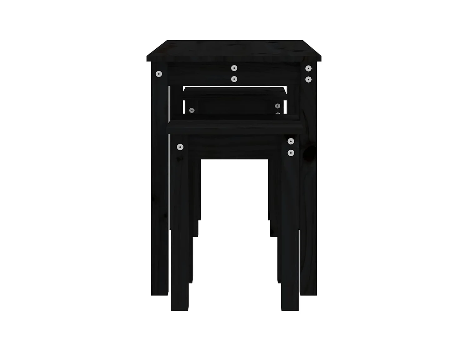 Bijzettafels 3 stuks zwart massief grenenhout