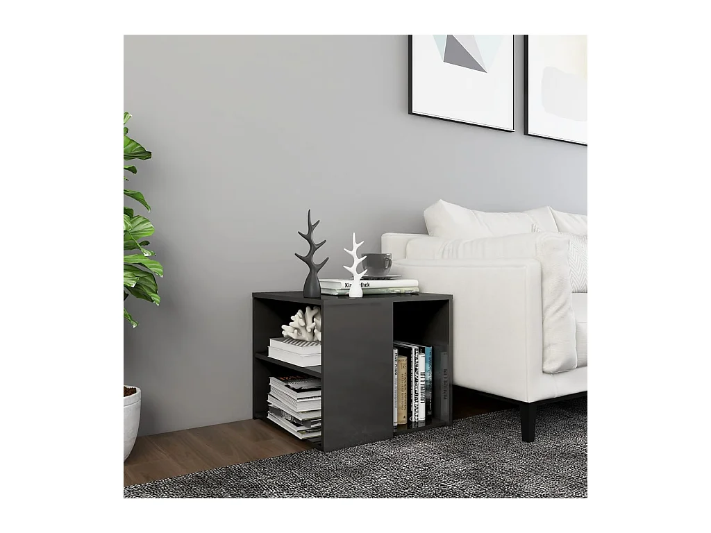 Bijzettafel glanzend grijs 50x50x45 cm bewerkt hout