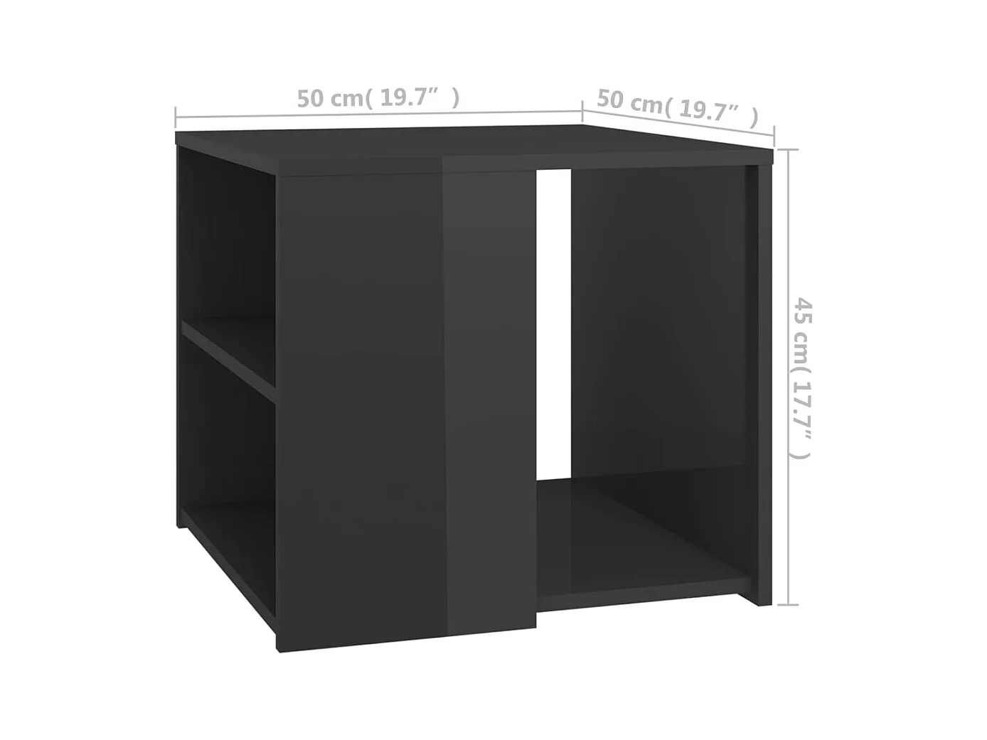 Bijzettafel glanzend grijs 50x50x45 cm bewerkt hout