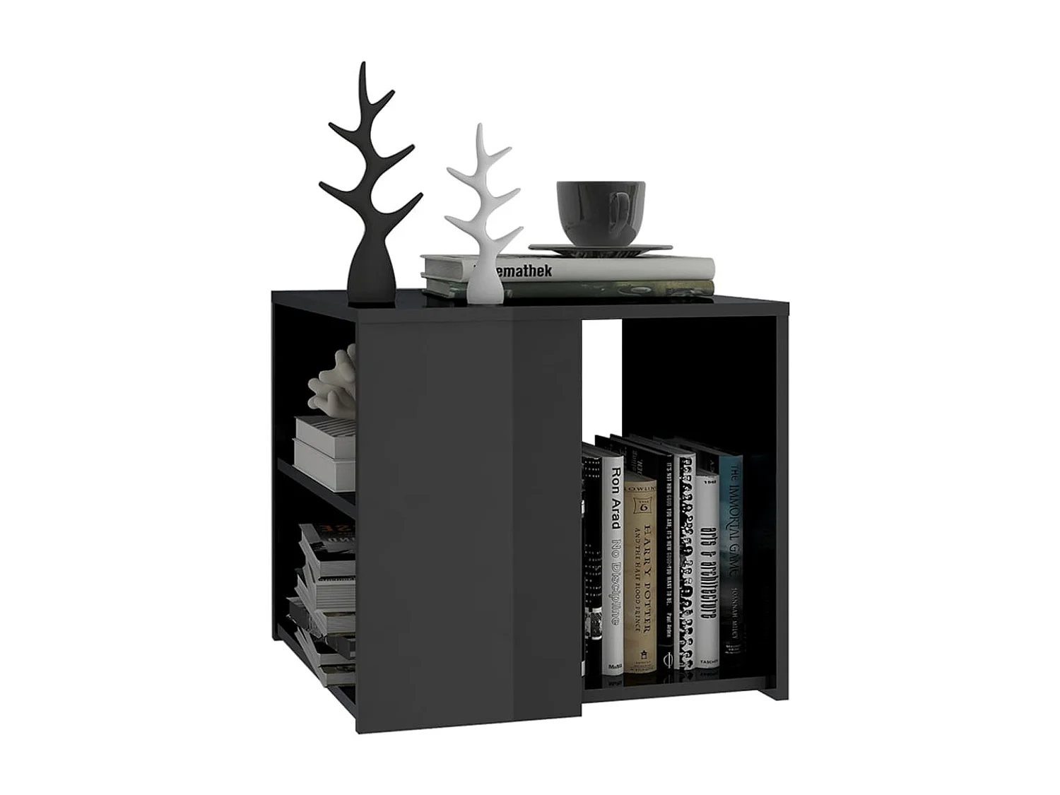 Table d'appoint gris brillant 50x50x45 cm bois d'ingénierie