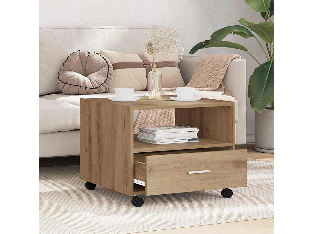 Table basse chêne artisanal 55 x 55 x 45 cm Bois d'ingénierie